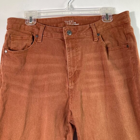 Womens Time And Tru Bootcut Jeans Rust Brown Orange 12 Cotton Spandex - Picture 3 of 5
